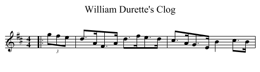 William Durette's Clog - staff notation