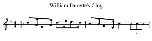William Durette's Clog - staff notation