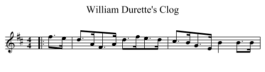 William Durette's Clog - staff notation