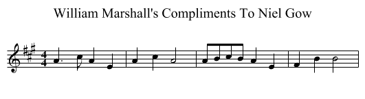 William Marshall's Compliments To Niel Gow - staff notation