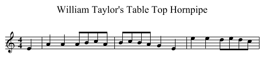 William Taylor's Table Top Hornpipe - staff notation
