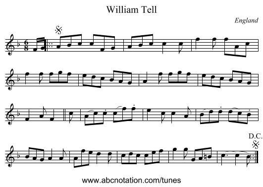 William Tell - staff notation