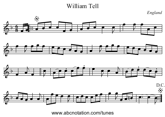 William Tell - staff notation