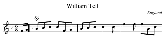 William Tell - staff notation