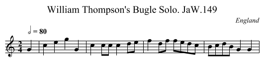 William Thompson's Bugle Solo. JaW.149 - staff notation