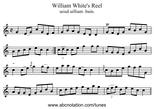 William White's Reel - staff notation