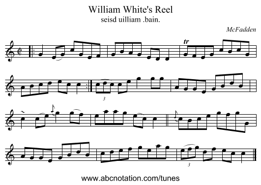 William White's Reel - staff notation