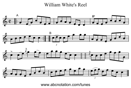 William White's Reel - staff notation