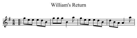 William's Return - staff notation