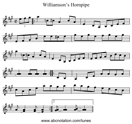 Williamson’s Hornpipe - staff notation