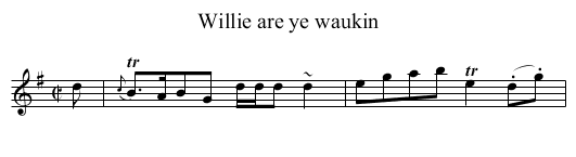 Willie are ye waukin - staff notation