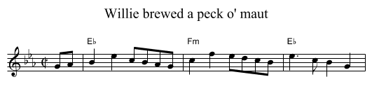Willie brewed a peck o' maut - staff notation