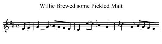 Willie Brewed some Pickled Malt - staff notation