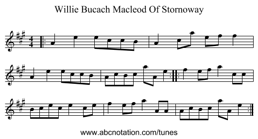 Willie Bucach Macleod Of Stornoway - staff notation