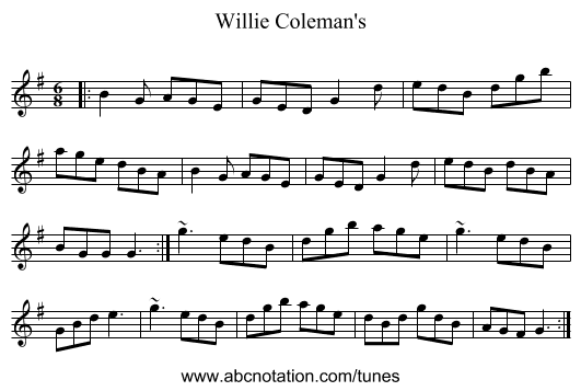 Willie Coleman's - staff notation