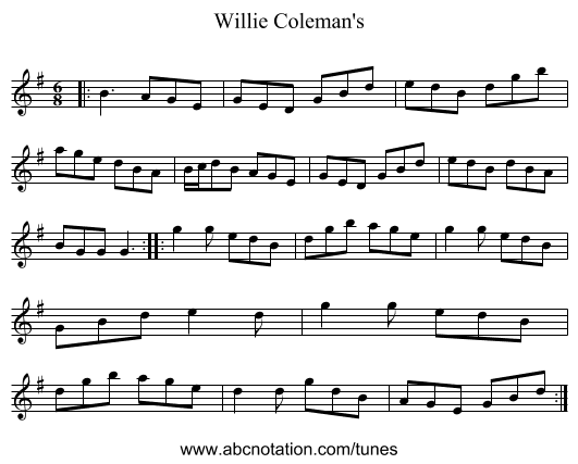 Willie Coleman's - staff notation