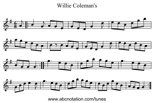 Willie Coleman's - staff notation