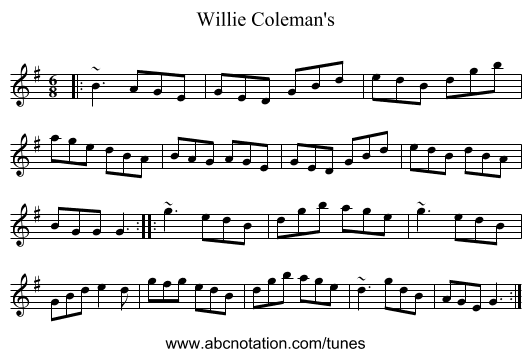 Willie Coleman's - staff notation