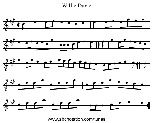 Willie Davie - staff notation