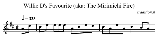 Willie D's Favourite (aka: The Mirimichi Fire) - staff notation
