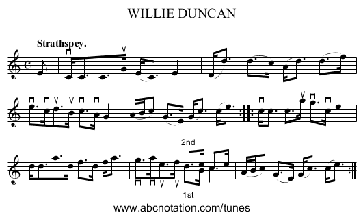 WILLIE DUNCAN - staff notation