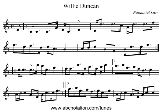 Willie Duncan - staff notation