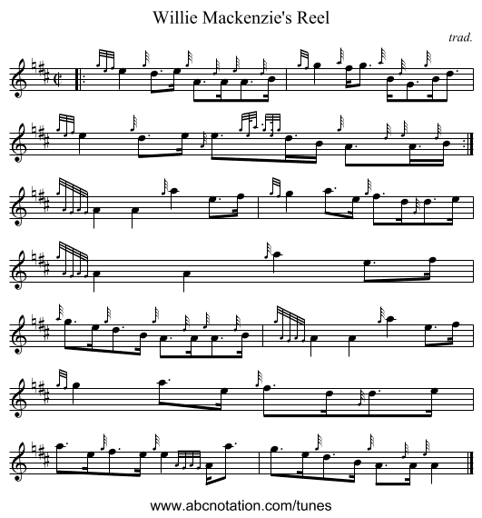 Willie Mackenzie's Reel - staff notation