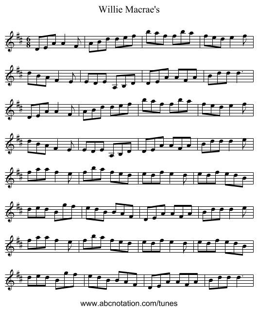 Willie Macrae's - staff notation