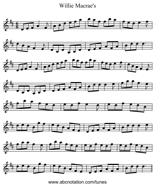 Willie Macrae's - staff notation