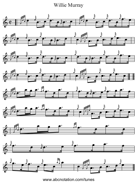 Willie Murray - staff notation