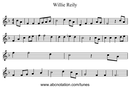 Willie Reily - staff notation