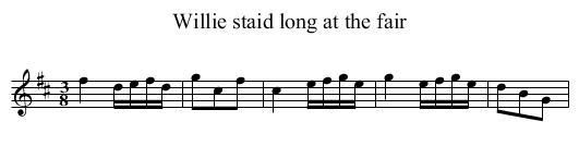 Willie staid long at the fair - staff notation