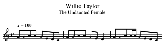 Willie Taylor - staff notation