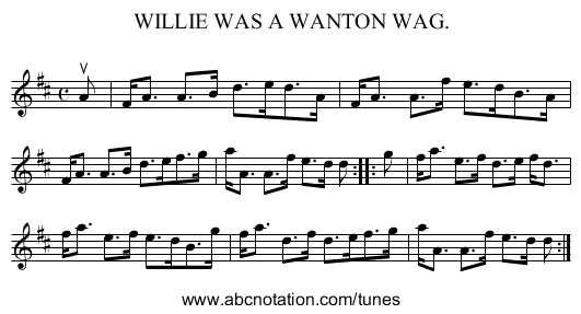 WILLIE WAS A WANTON WAG. - staff notation
