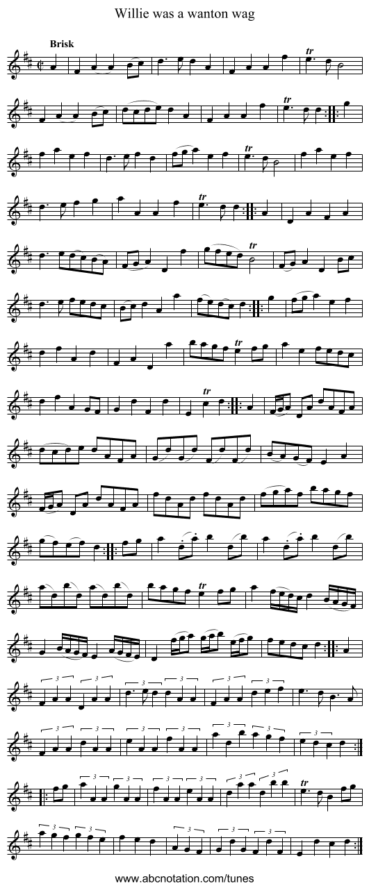 Willie was a wanton wag - staff notation