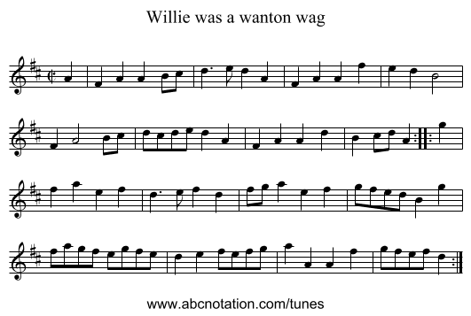 Willie was a wanton wag - staff notation