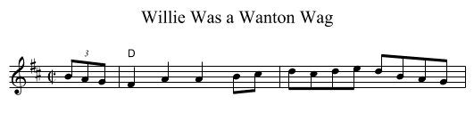 Willie Was a Wanton Wag - staff notation