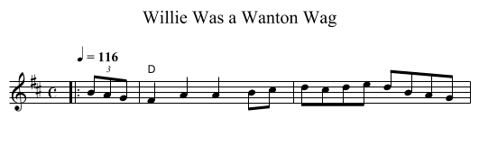 Willie Was a Wanton Wag - staff notation