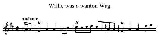 Willie was a wanton Wag - staff notation