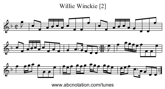 Willie Winckie [2] - staff notation