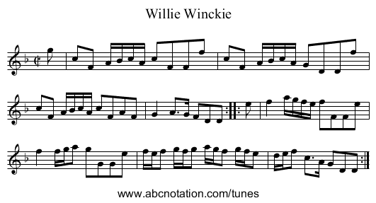Willie Winckie - staff notation