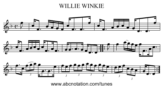 WILLIE WINKIE - staff notation