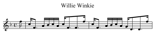 Willie Winkie - staff notation