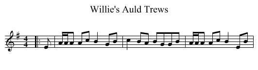 Willie's Auld Trews - staff notation