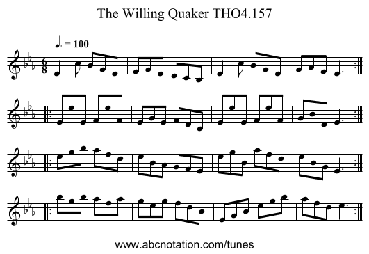 Willing Quaker THO4.157, The - staff notation