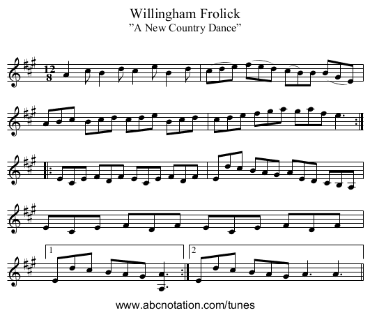 Willingham Frolick - staff notation