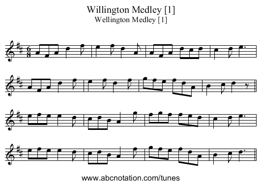 Willington Medley [1] - staff notation