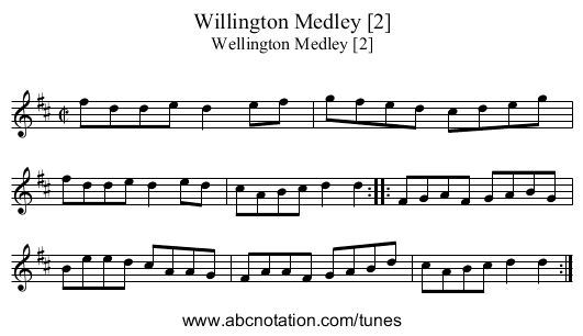 Willington Medley [2] - staff notation
