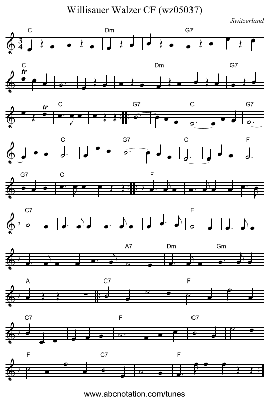 Willisauer Walzer CF (wz05037) - staff notation