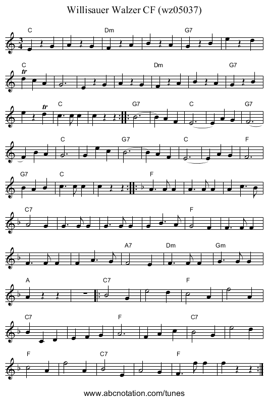 Willisauer Walzer CF (wz05037) - staff notation